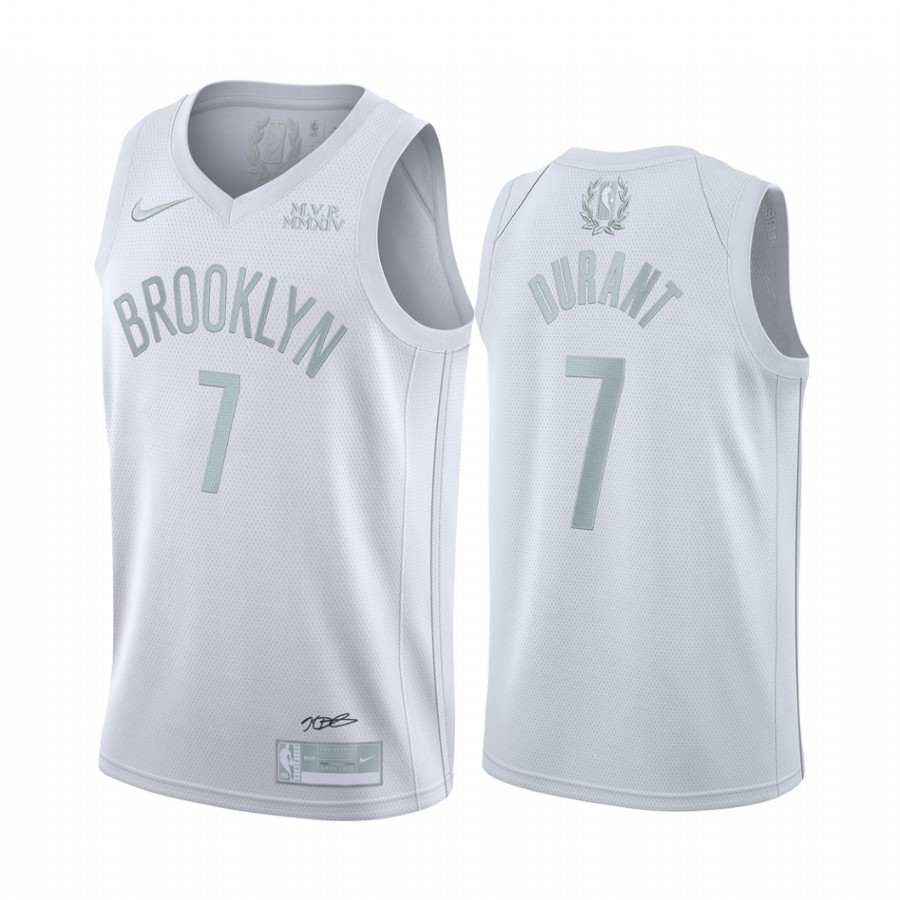 Men Men  Brooklyn Nets #7 Durant White NBA Nike MVP Jerseys->nba t-shirts->Sports Accessory